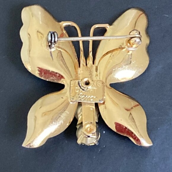 Vintage vermeil sterling butterfly brooch + earrings signed Coro Craft - Picture 4 of 5